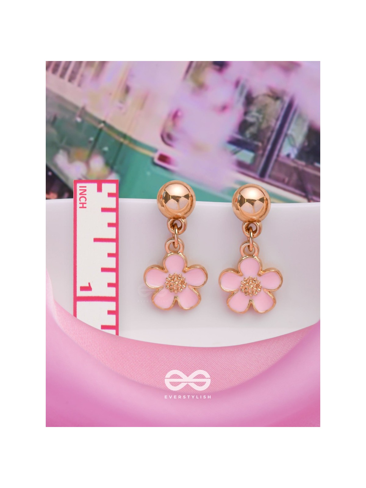 CHERRY BLOSSOM CHARMS - GOLDEN EMBELLISHED EARINGS