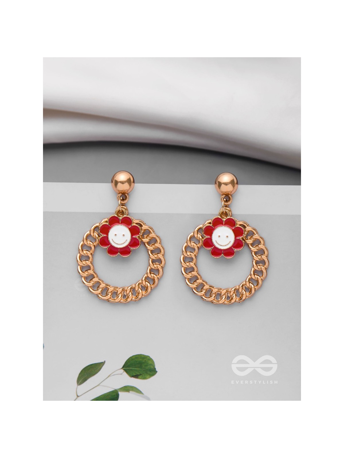 PLAYFUL POSY DELIGHTS - GOLDEN EMBELLISHED EARRINGS