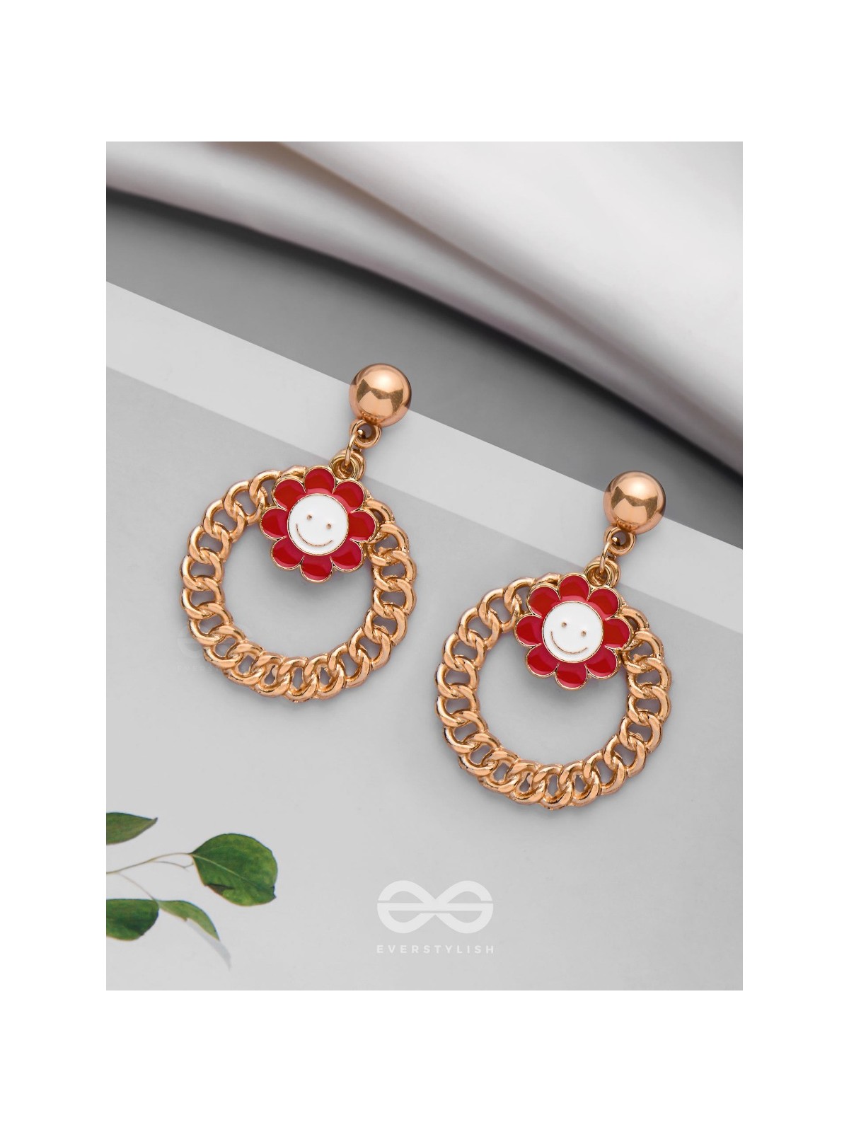 PLAYFUL POSY DELIGHTS - GOLDEN EMBELLISHED EARRINGS