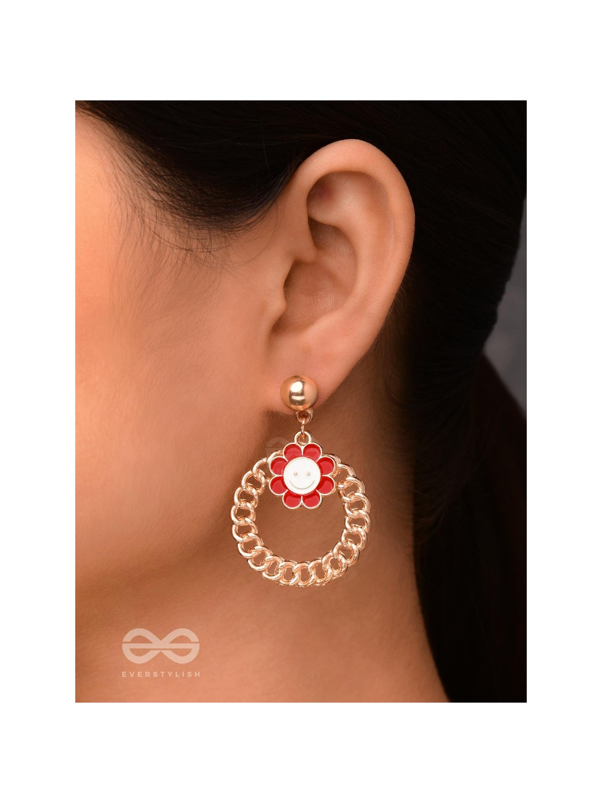 PLAYFUL POSY DELIGHTS - GOLDEN EMBELLISHED EARRINGS