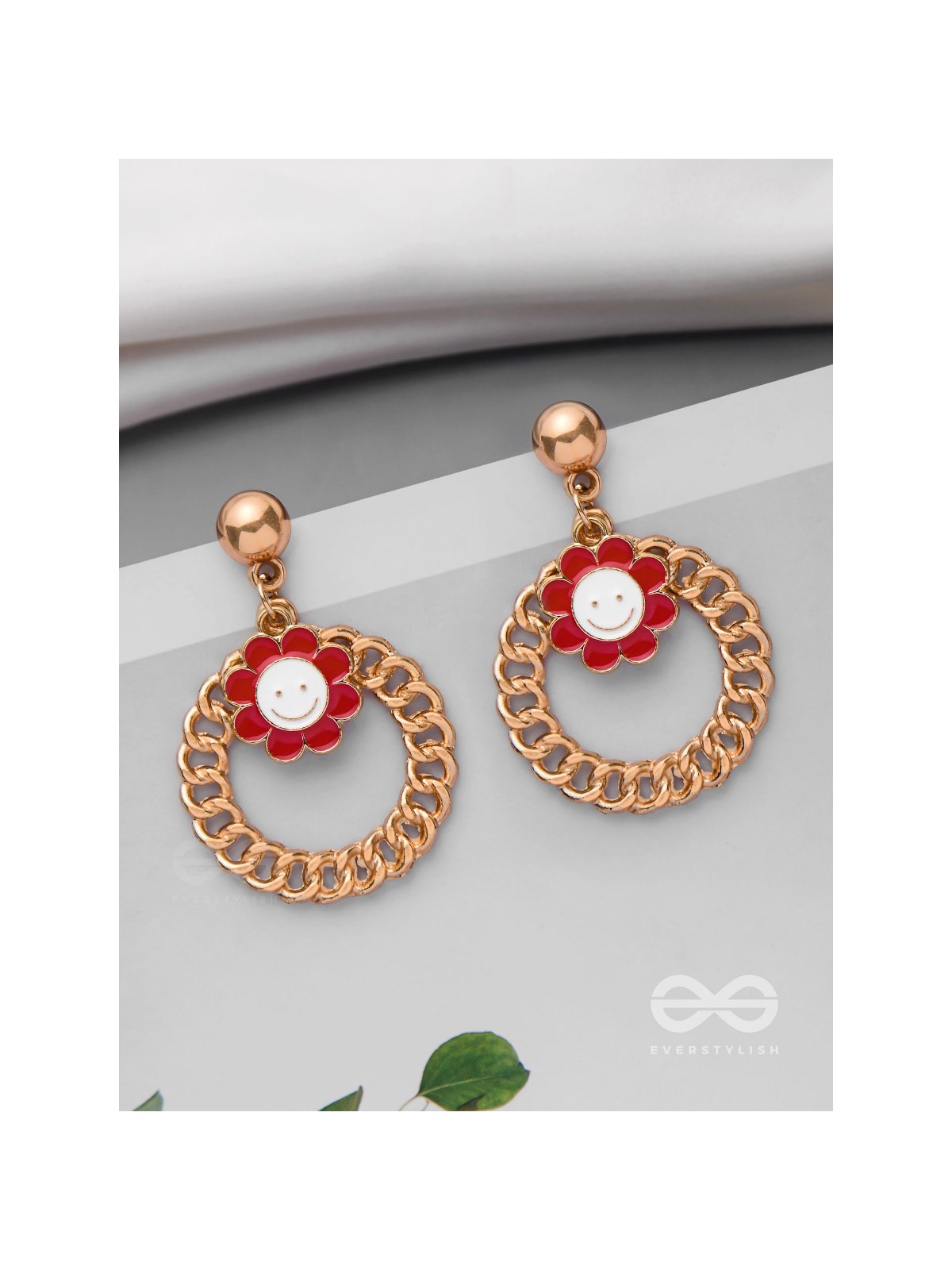 PLAYFUL POSY DELIGHTS - GOLDEN EMBELLISHED EARRINGS