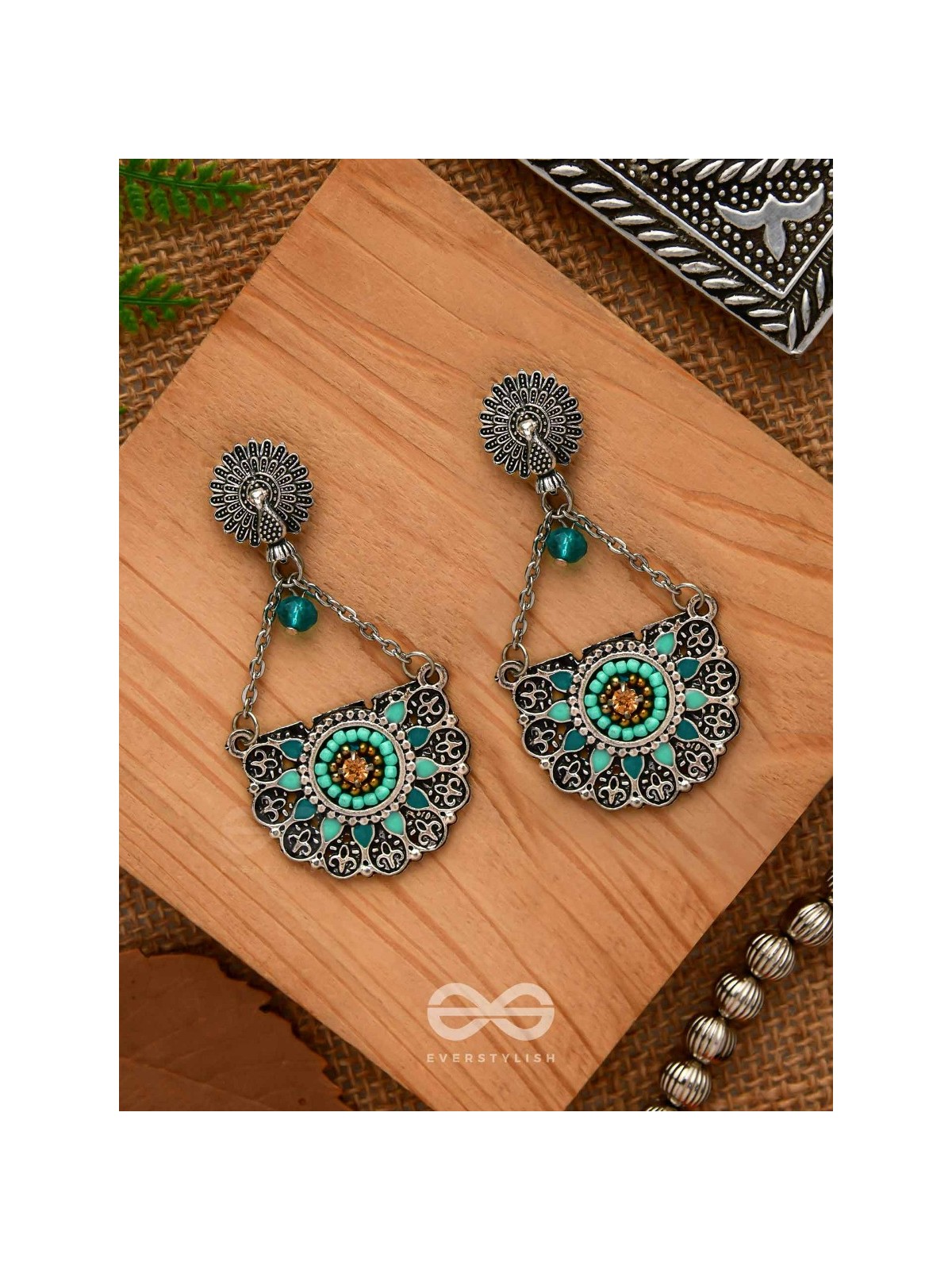 Enchanted Mandalas - Oxidised Beaded Earrings