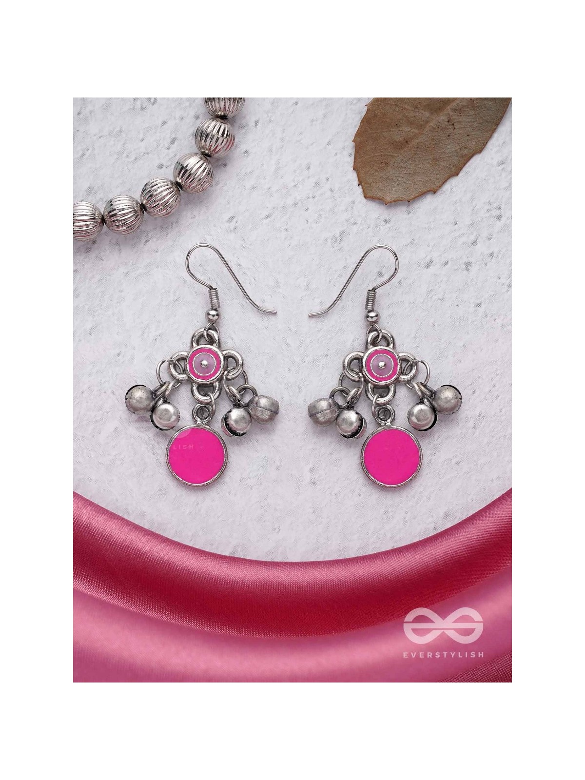 Rosy Tinkles - Enamelled Oxidised Earrings