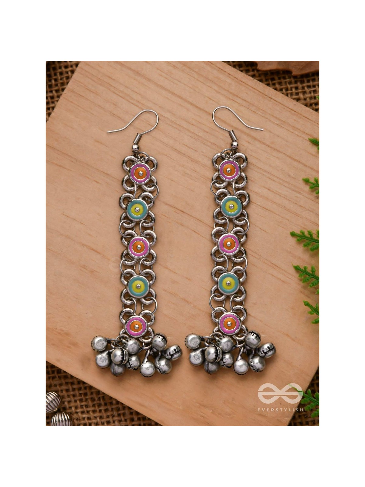 Mystic Treasures - Enamelled Oxidised Earrings