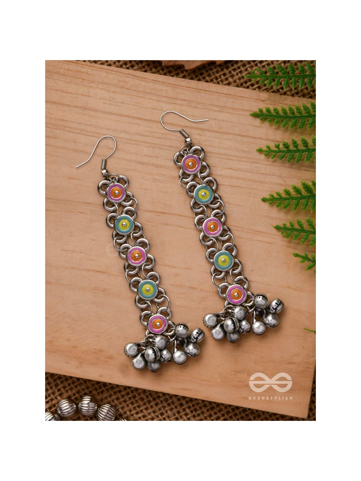 Mystic Treasures - Enamelled Oxidised Earrings