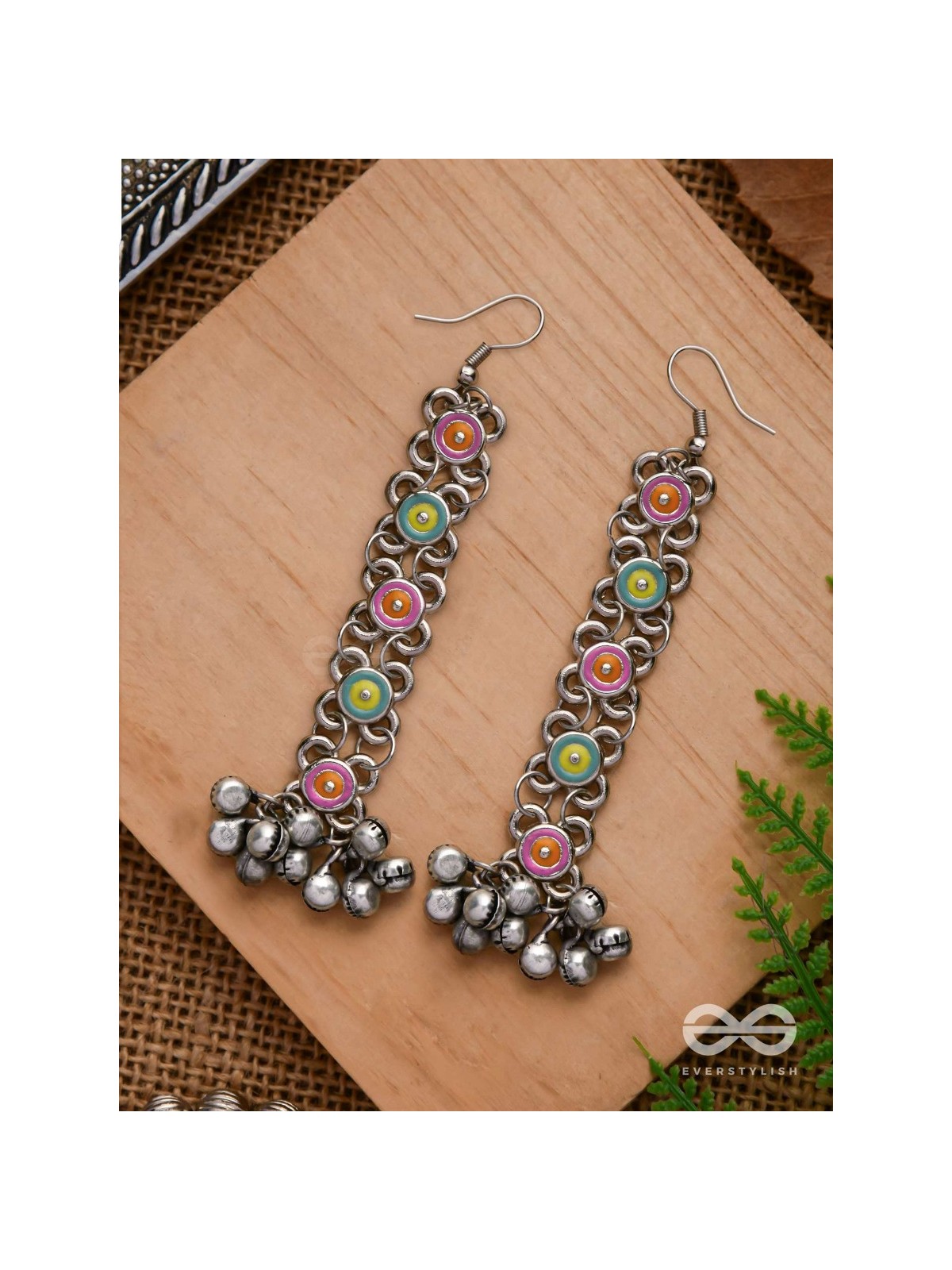 Mystic Treasures - Enamelled Oxidised Earrings