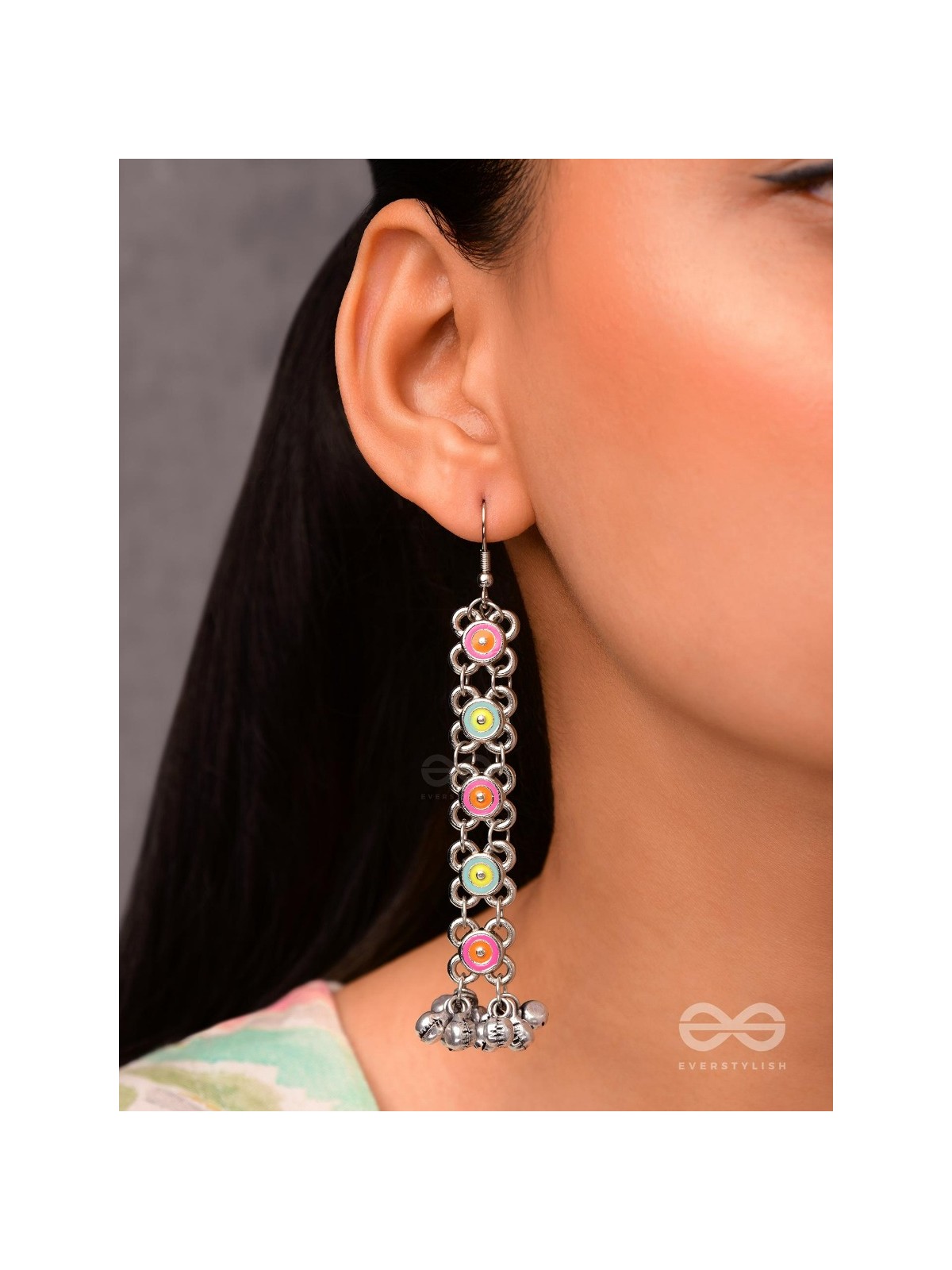 Mystic Treasures - Enamelled Oxidised Earrings