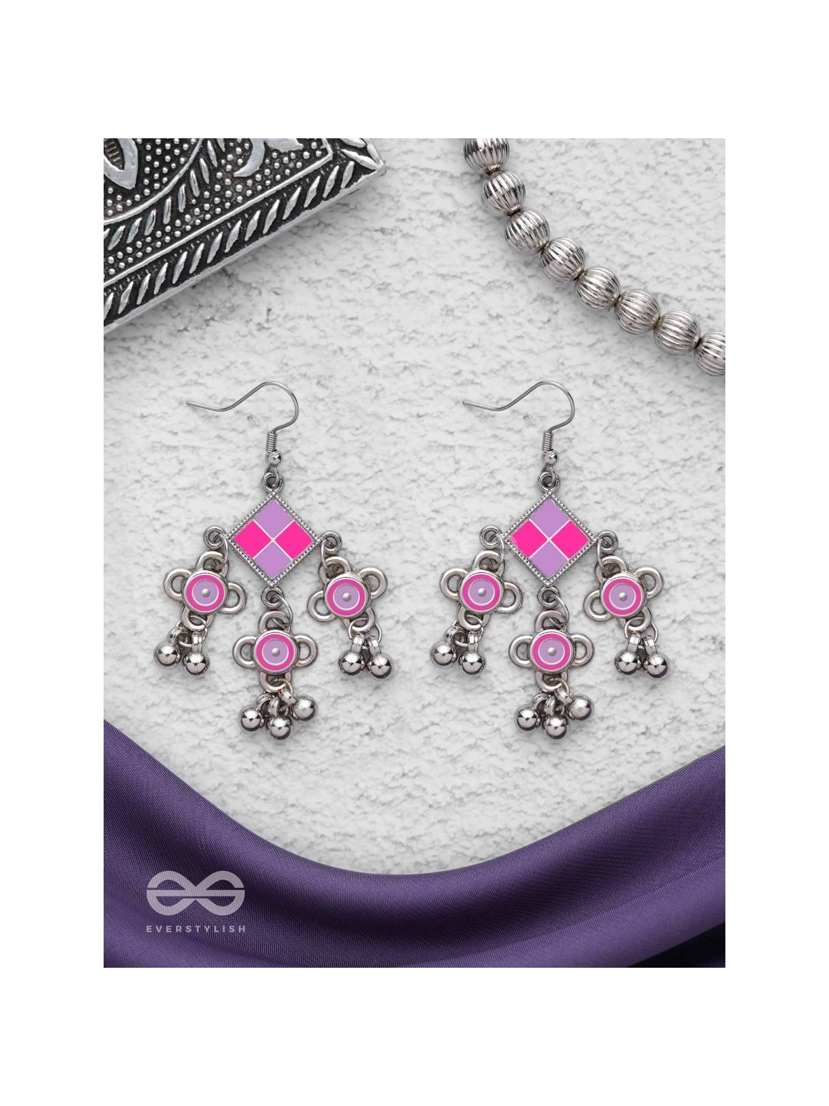 Dreamy Gala - Enamelled Oxidised Earrings