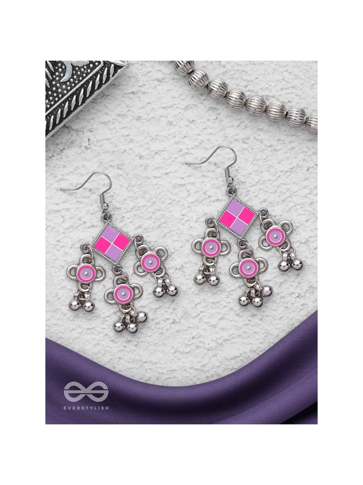 Dreamy Gala - Enamelled Oxidised Earrings