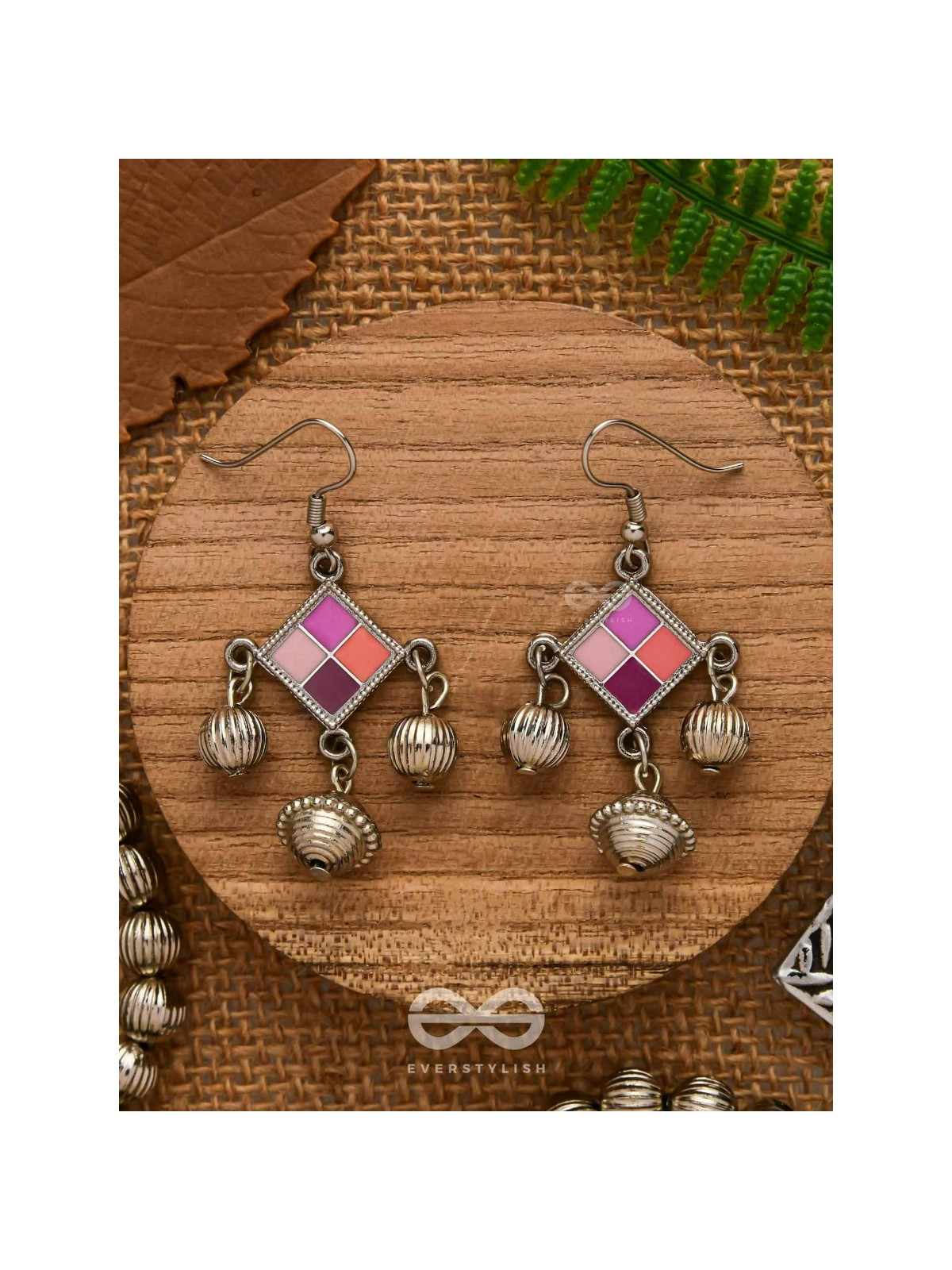 Razzle-Dazzle Drops - Enamelled Oxidised Earrings