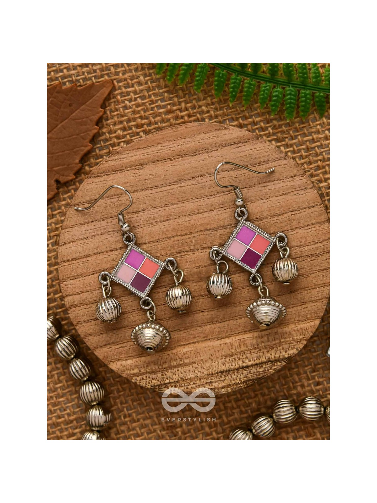 Razzle-Dazzle Drops - Enamelled Oxidised Earrings