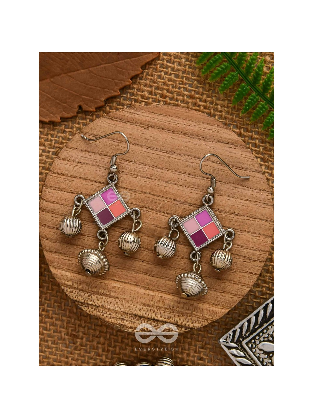 Razzle-Dazzle Drops - Enamelled Oxidised Earrings