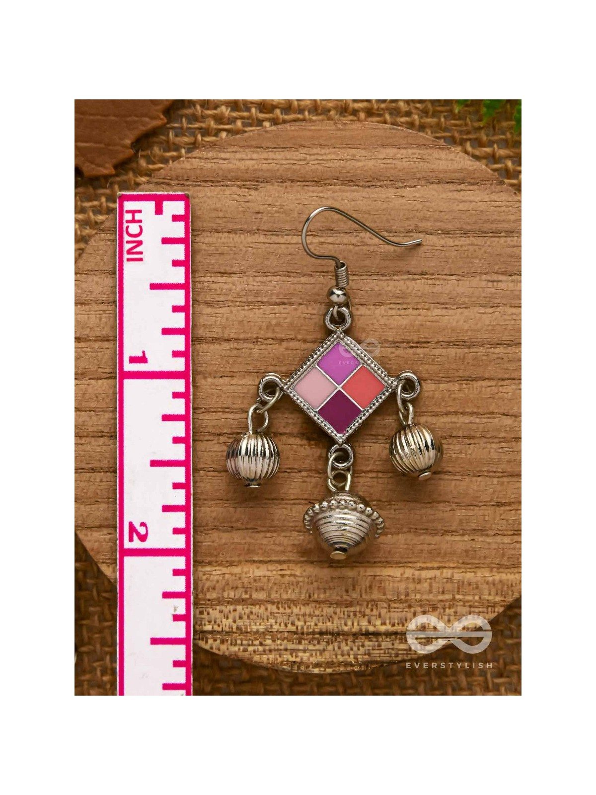 Razzle-Dazzle Drops - Enamelled Oxidised Earrings