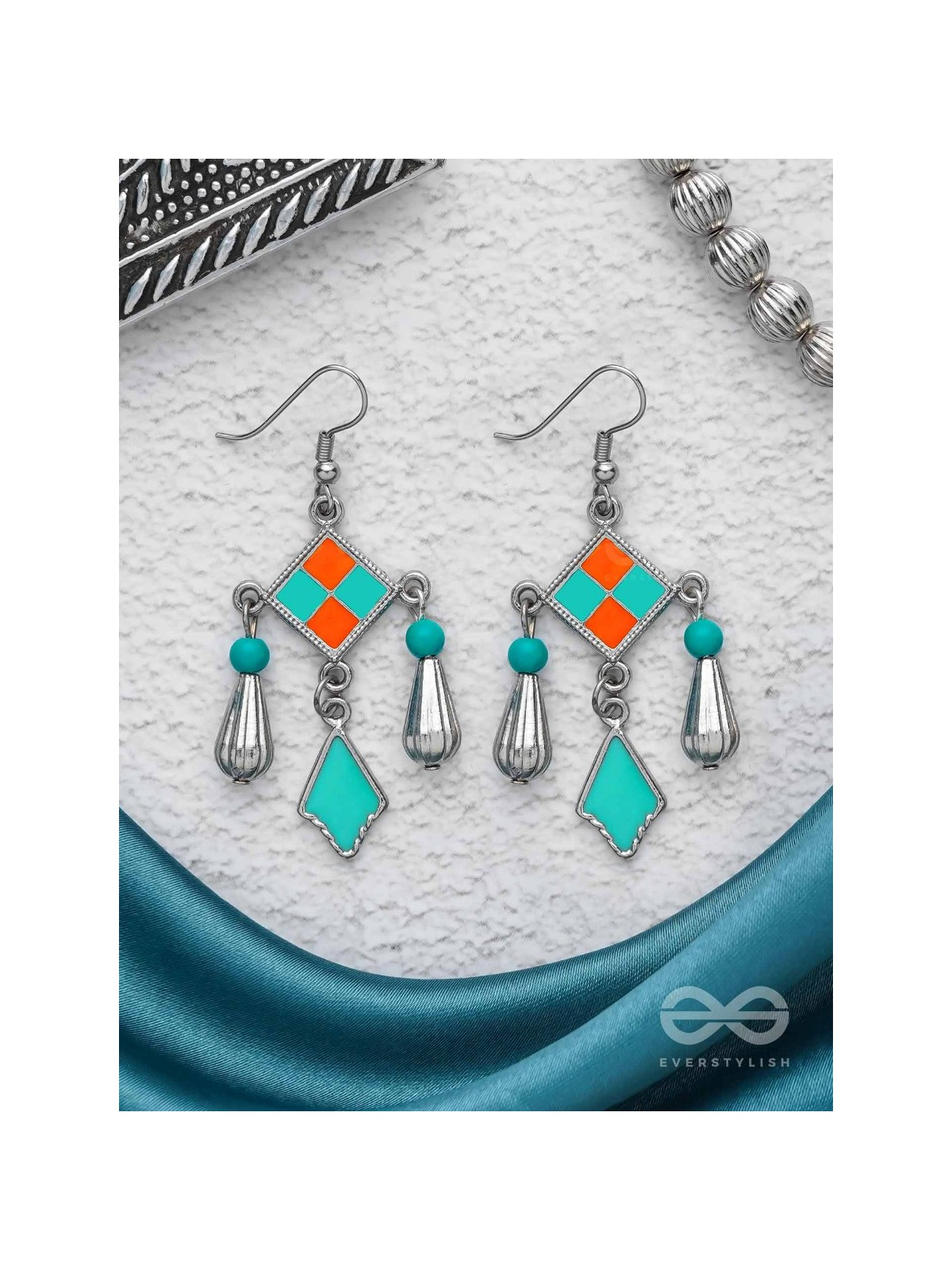 Sunburst Symphony - Enamelled Oxidised Earrings