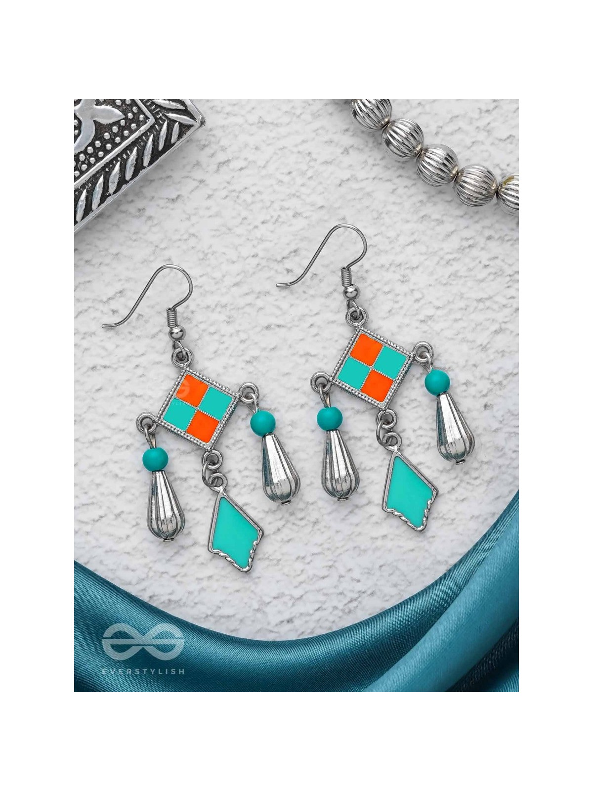 Sunburst Symphony - Enamelled Oxidised Earrings