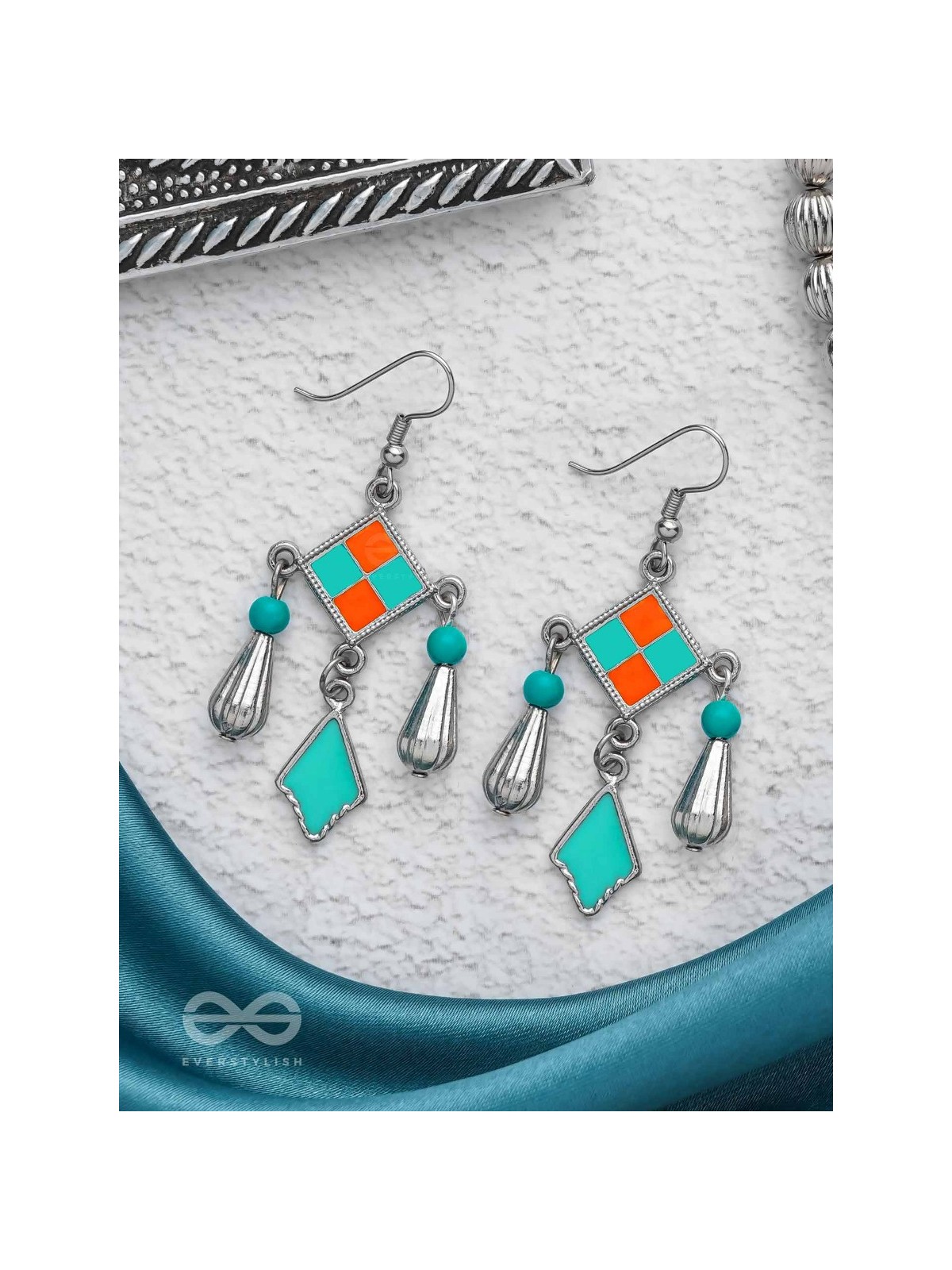 Sunburst Symphony - Enamelled Oxidised Earrings