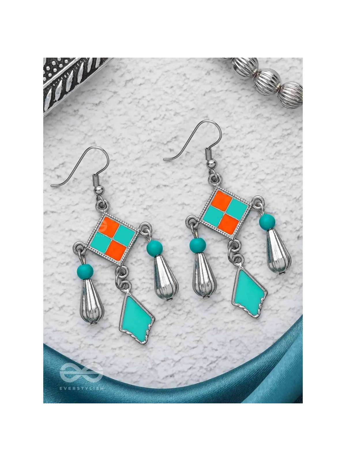 Sunburst Symphony - Enamelled Oxidised Earrings