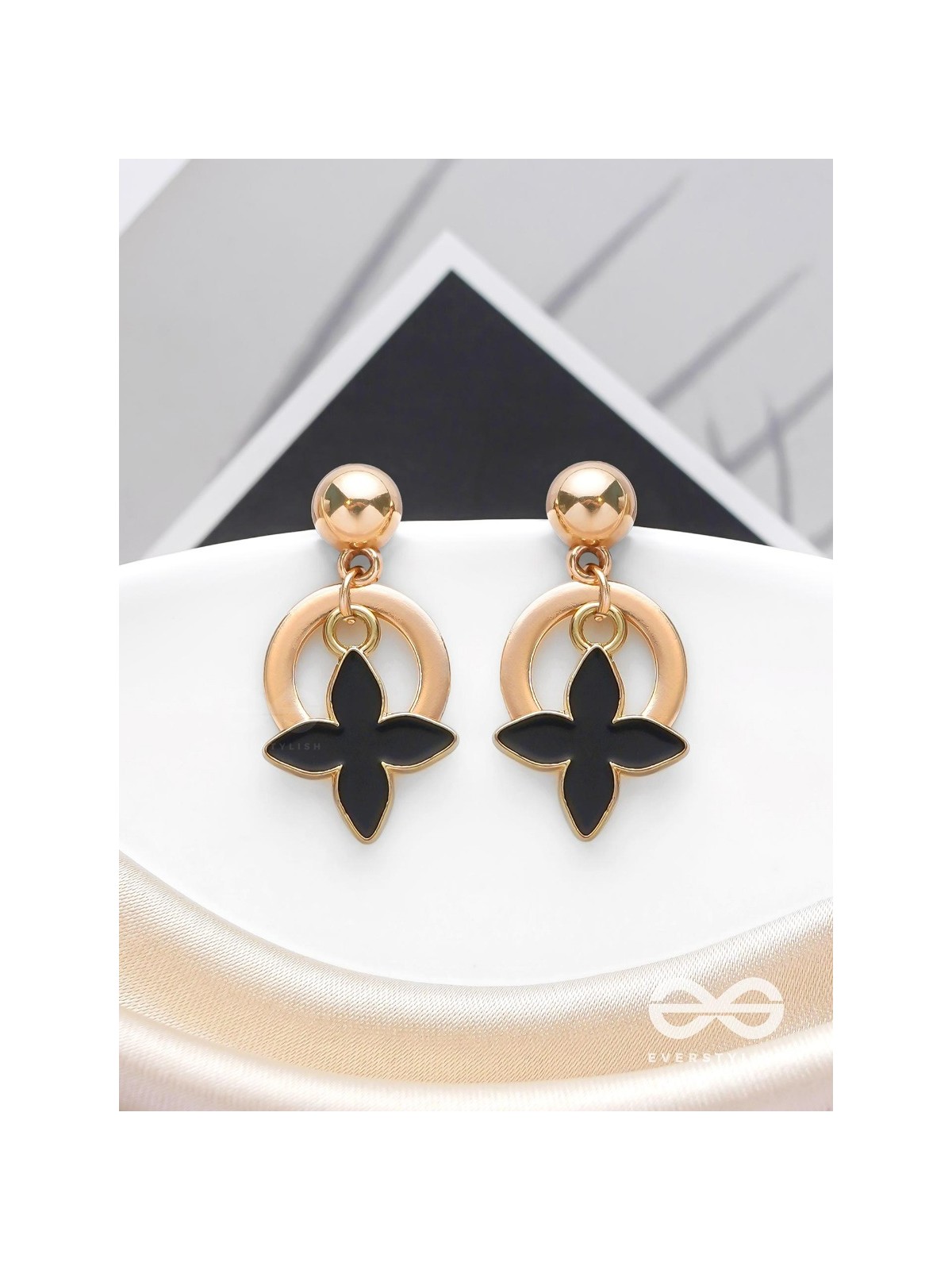 The Strike Stars - Golden And Black Earrings