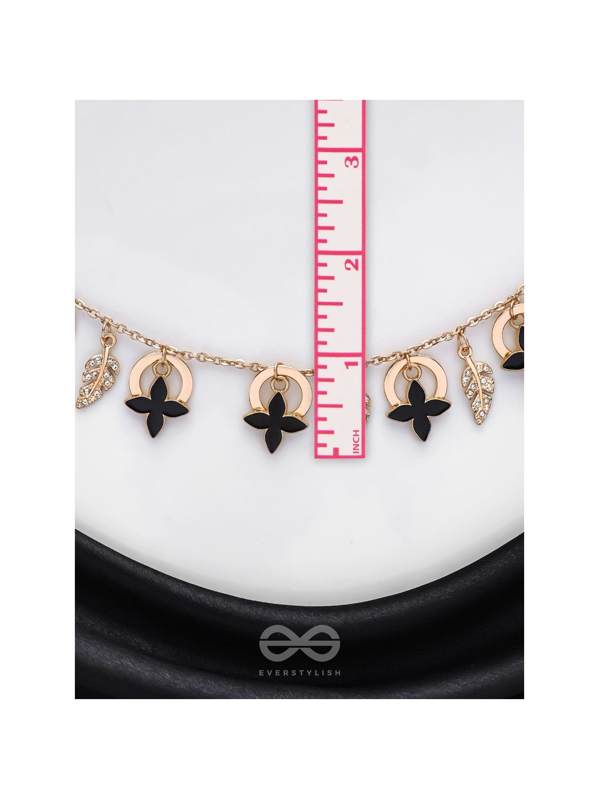 The Spring Shadows - Golden Embellished Enamelled Necklace With Anti-Tarnish Coating 