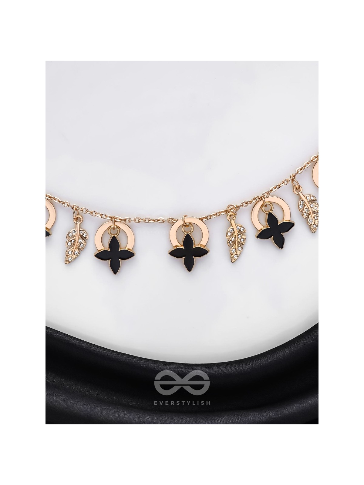 The Spring Shadows - Golden Embellished Enamelled Necklace With Anti-Tarnish Coating 