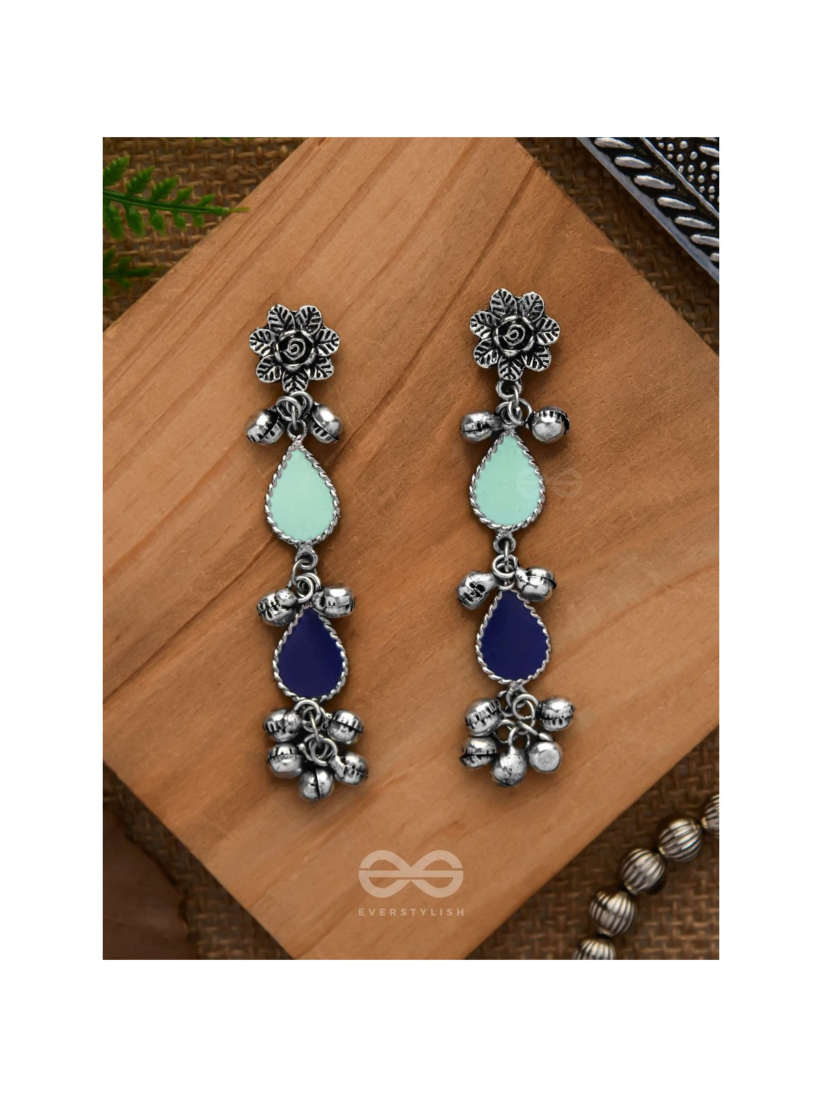 Rainy Day Delights - Silver Enamelled Earrings