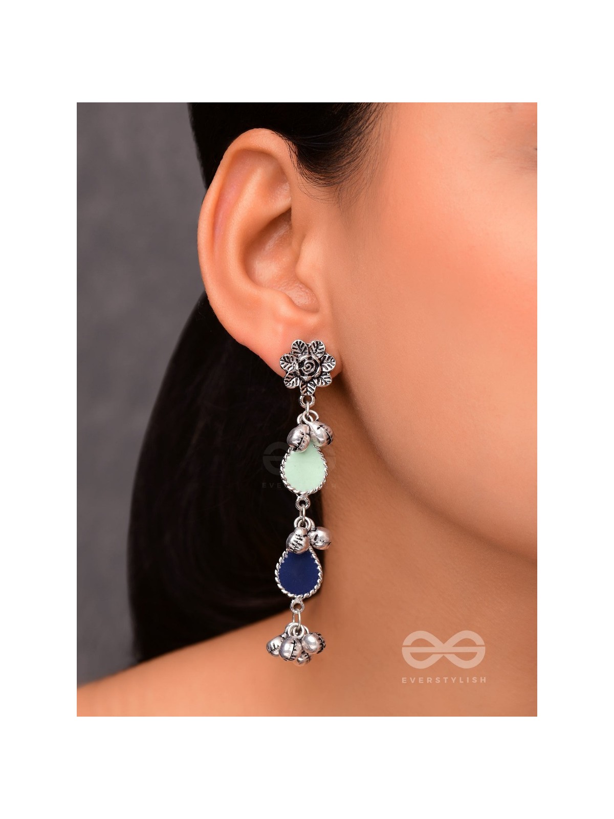 Rainy Day Delights - Silver Enamelled Earrings