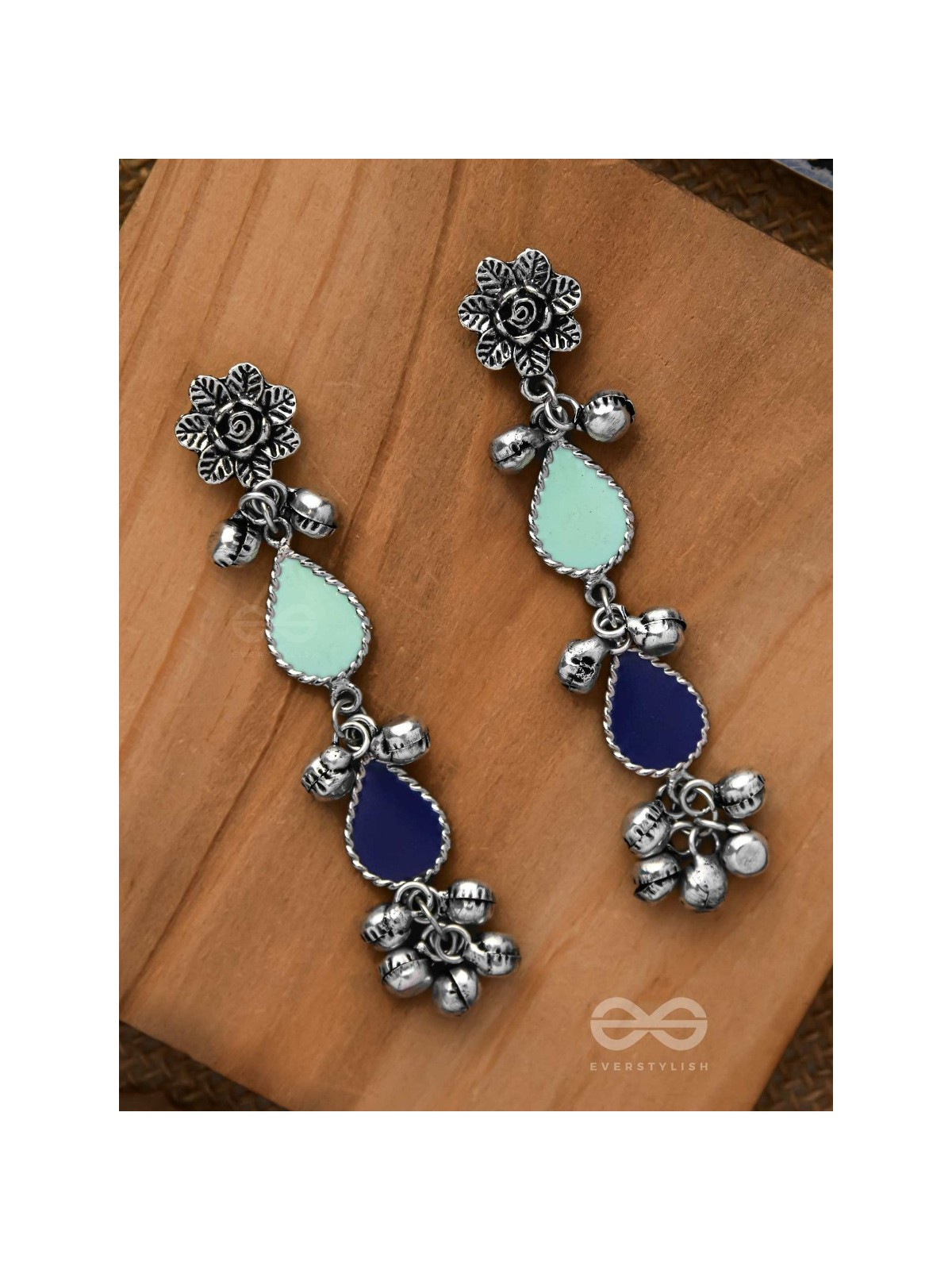 Rainy Day Delights - Silver Enamelled Earrings