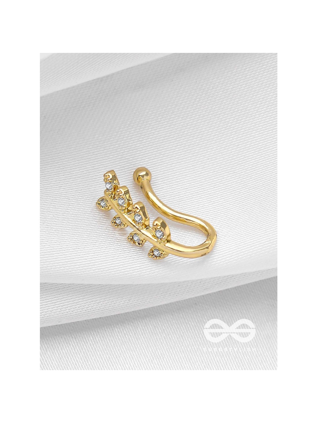 LEAF OUT BEAUTY - GOLDEN CZ NOSERING (NON-PIERCING)