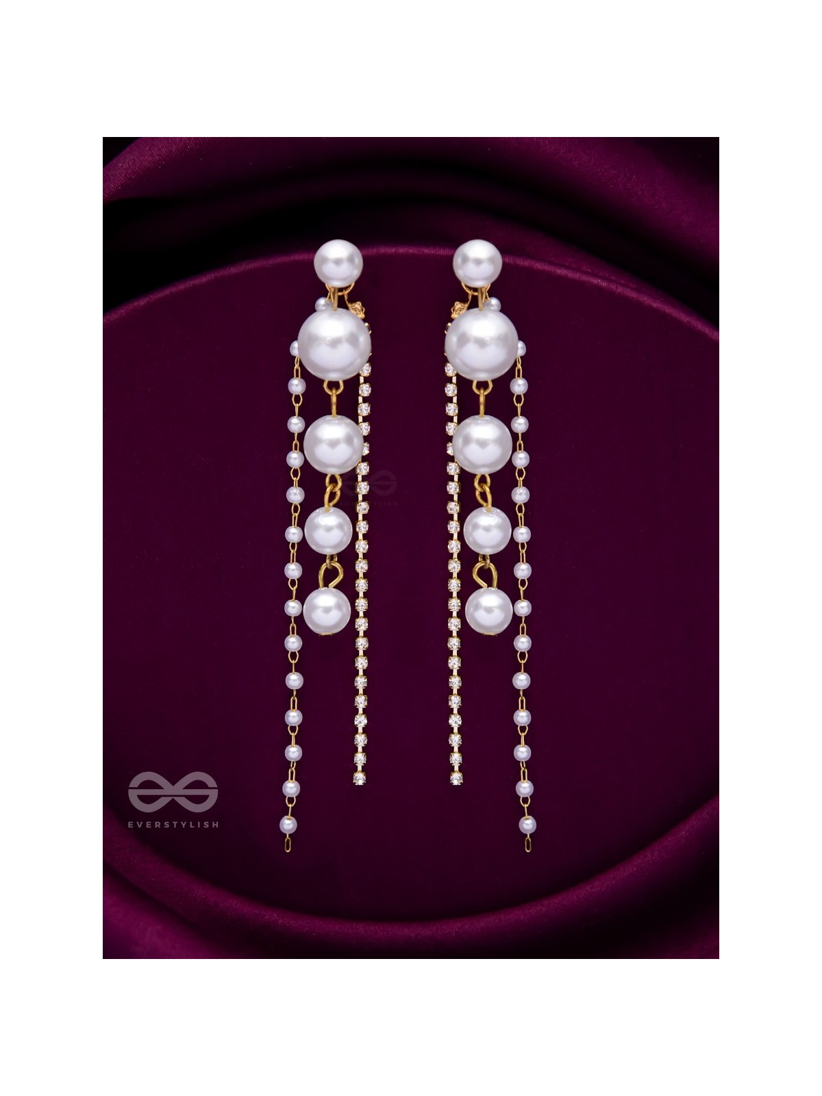 THE DEWDROPPED ELEGANCE - GOLDEN PEARL EAR JACKETS