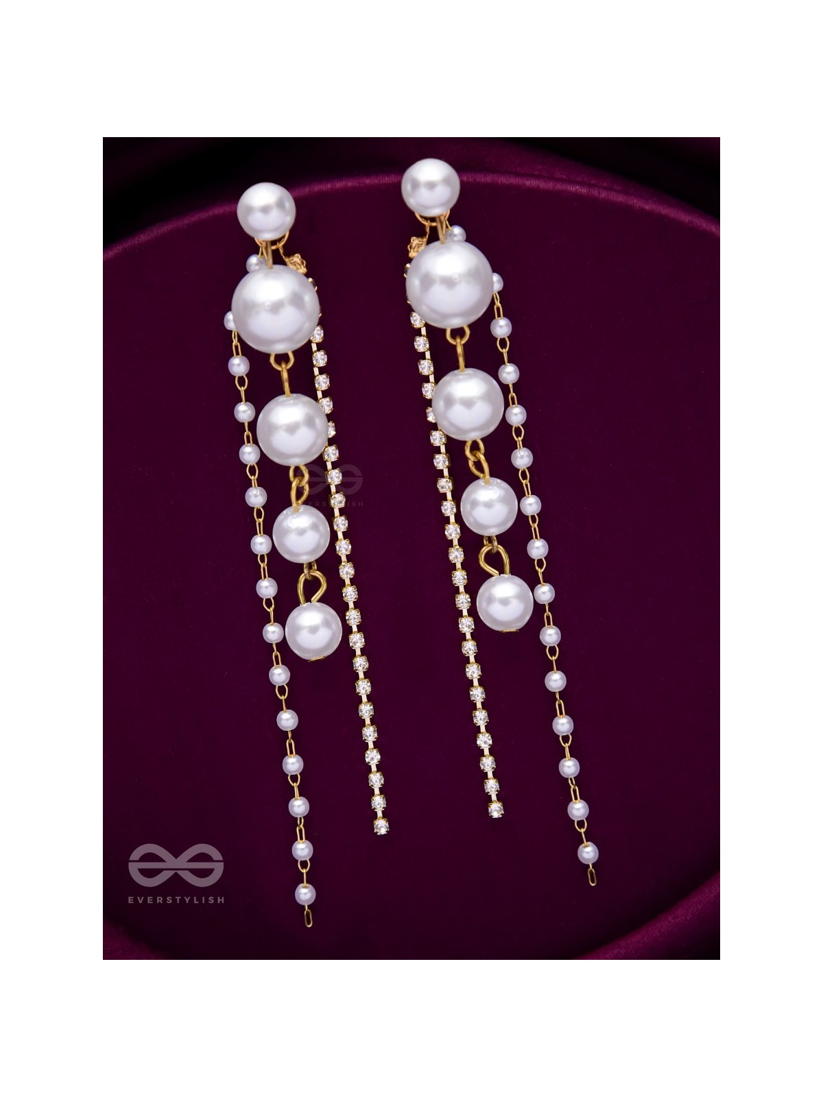 THE DEWDROPPED ELEGANCE - GOLDEN PEARL EAR JACKETS