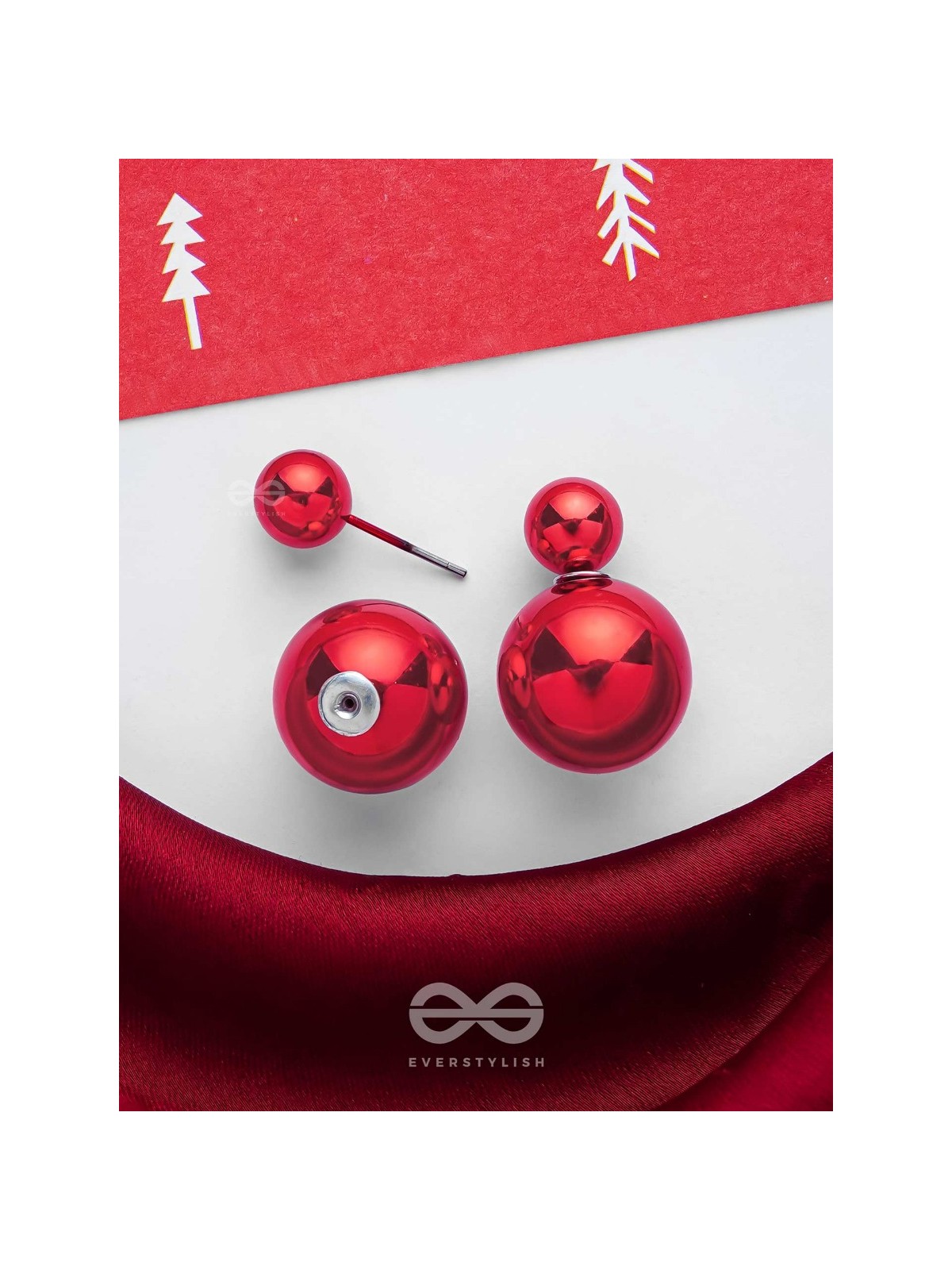 GIGGLES & GLITTERS - RED PEARLS STUD EARRINGS