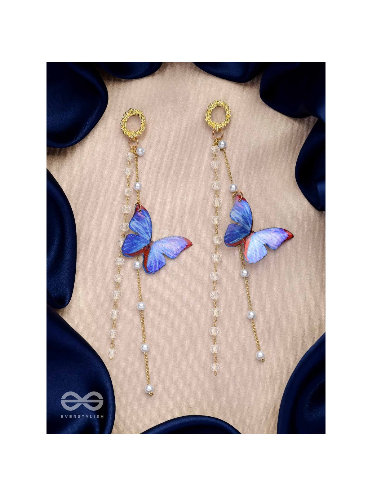 A BUTTERFLY'S TALE - GOLDEN EMBELLISHED EARRINGS 