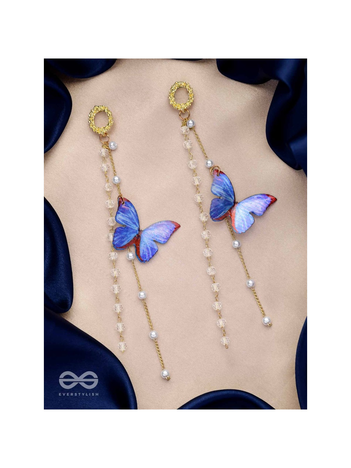 A BUTTERFLY'S TALE - GOLDEN EMBELLISHED EARRINGS 