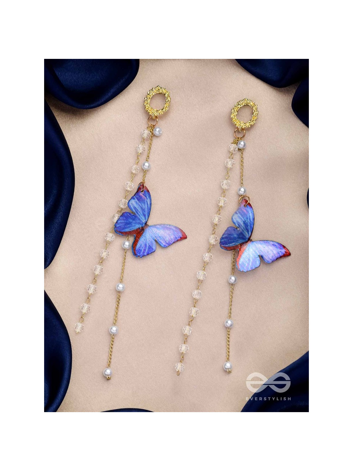 A BUTTERFLY'S TALE - GOLDEN EMBELLISHED EARRINGS 