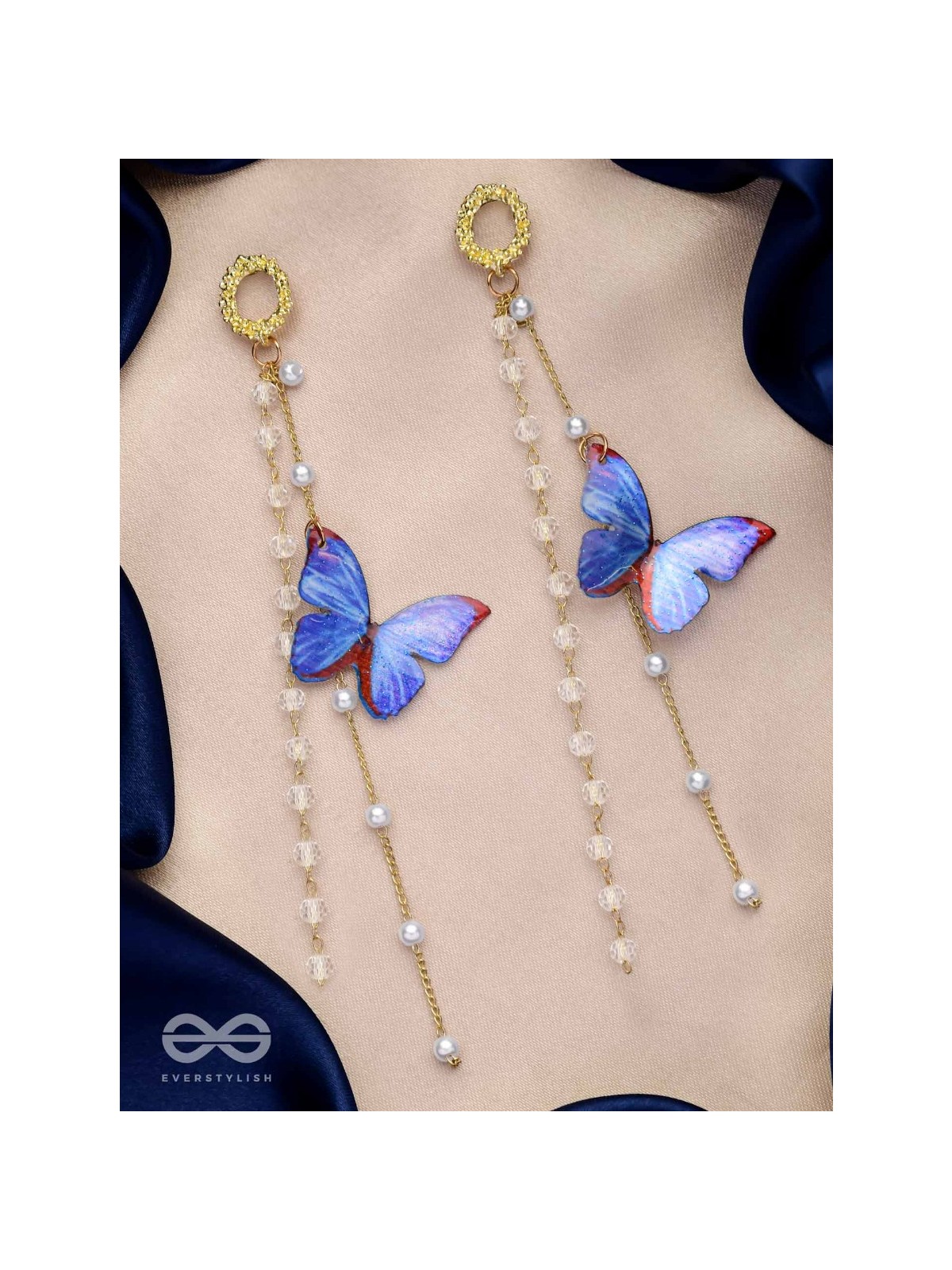 A BUTTERFLY'S TALE - GOLDEN EMBELLISHED EARRINGS 