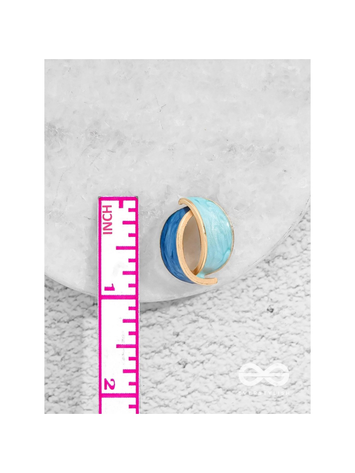 THE BLUE BAUBLES - GOLDEN ENAMELLED STUD EARRINGS