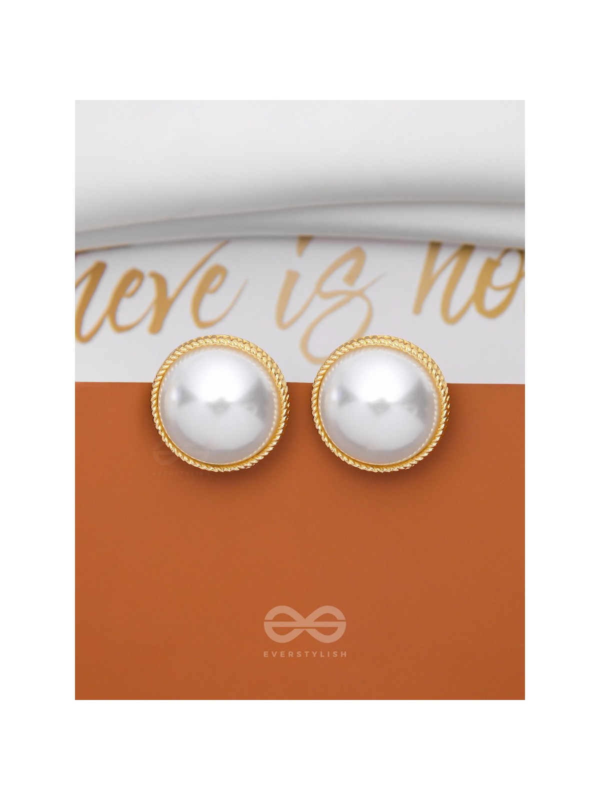THE IVORY ILLUSION - GOLDEN PEARL STUD EARRINGS