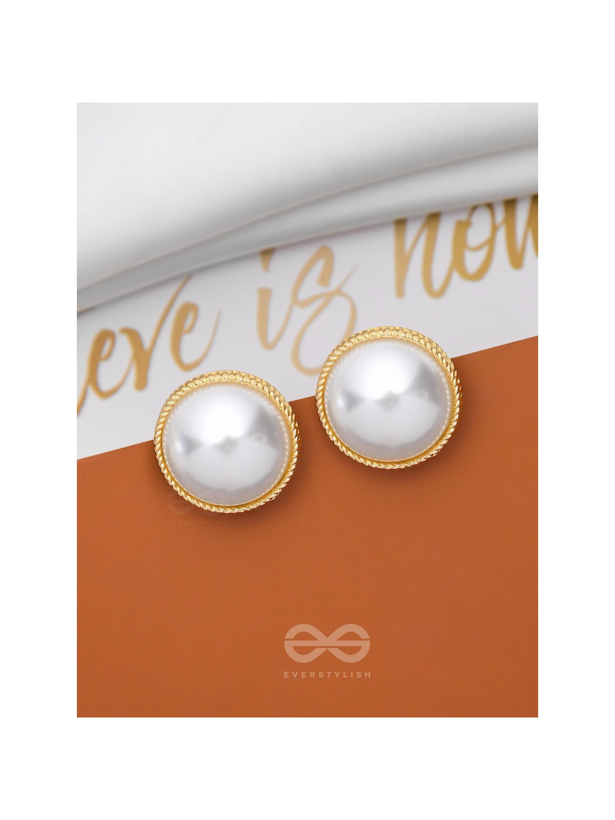 THE IVORY ILLUSION - GOLDEN PEARL STUD EARRINGS