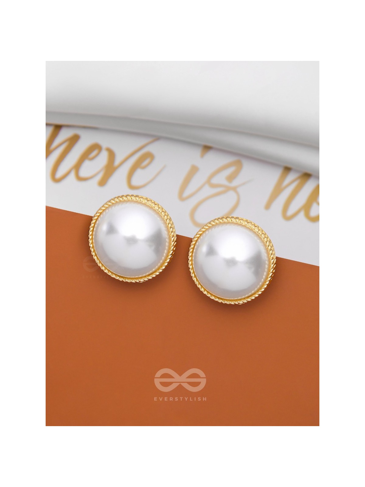 THE IVORY ILLUSION - GOLDEN PEARL STUD EARRINGS