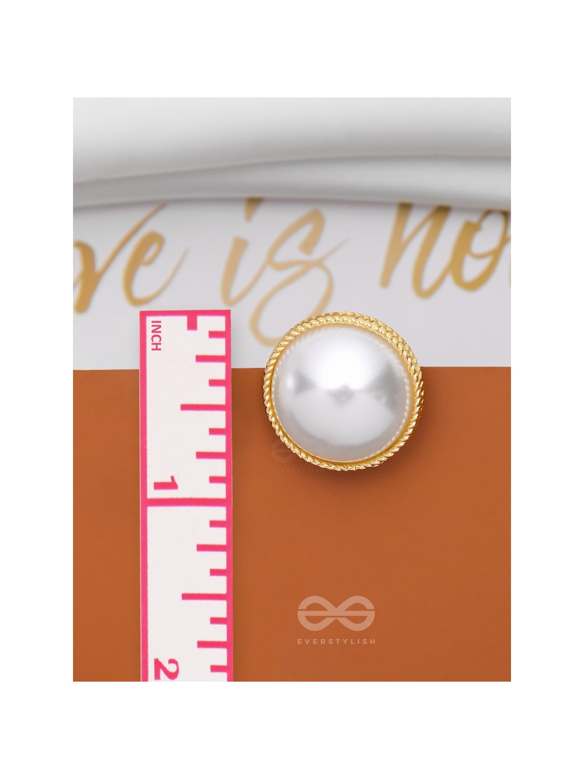 THE IVORY ILLUSION - GOLDEN PEARL STUD EARRINGS