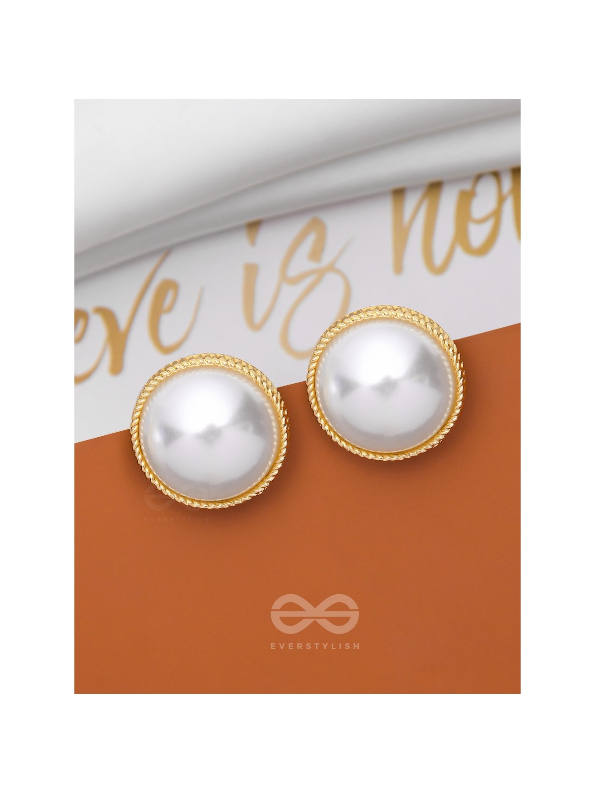 THE IVORY ILLUSION - GOLDEN PEARL STUD EARRINGS