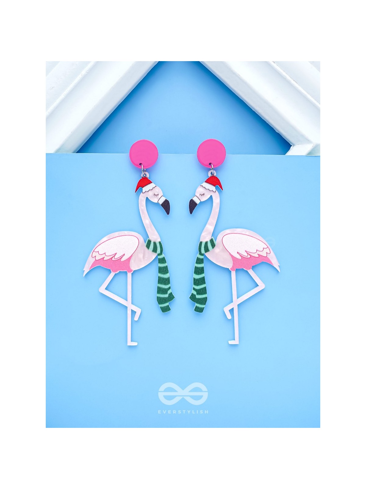 THE FLAMINGO CLAUS - STATEMENT ACRYLIC EARRINGS