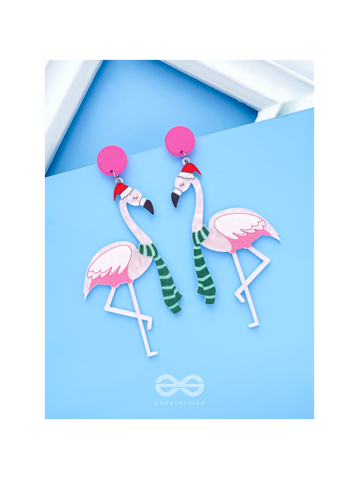 THE FLAMINGO CLAUS - STATEMENT ACRYLIC EARRINGS