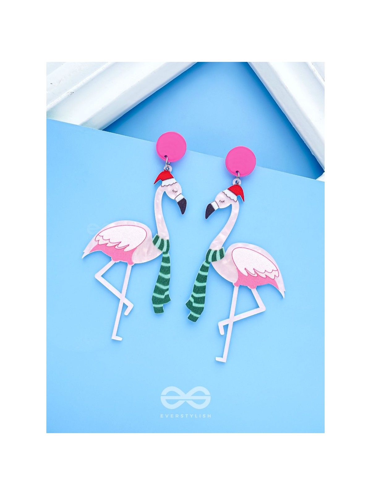 THE FLAMINGO CLAUS - STATEMENT ACRYLIC EARRINGS