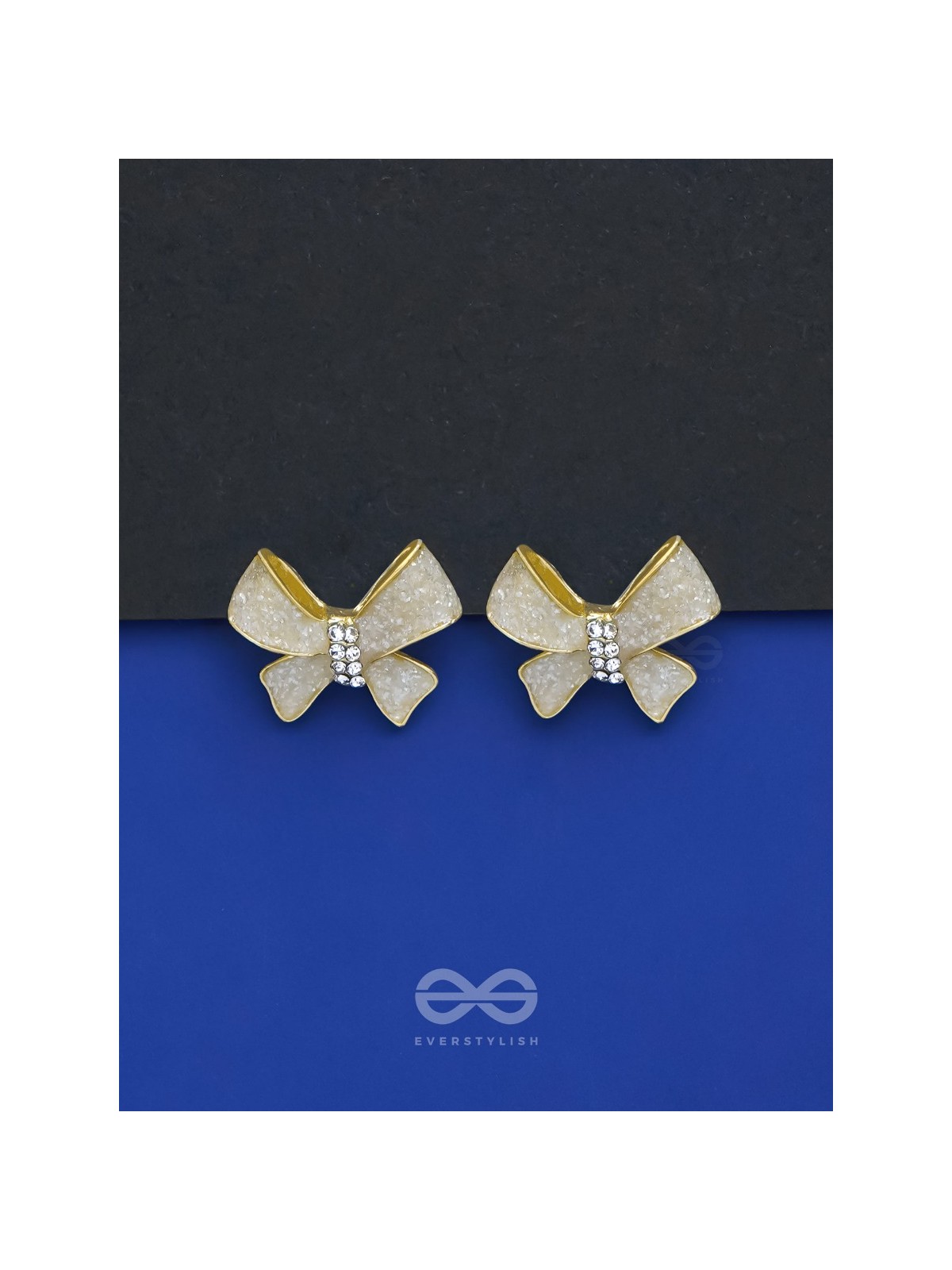RETRO RIBBON RADIANCE - GOLDEN EMBELLISHED EARRINGS