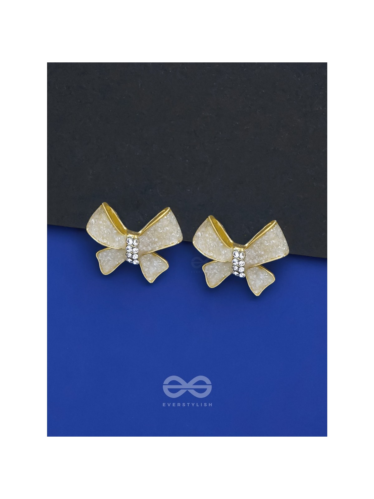 RETRO RIBBON RADIANCE - GOLDEN EMBELLISHED EARRINGS