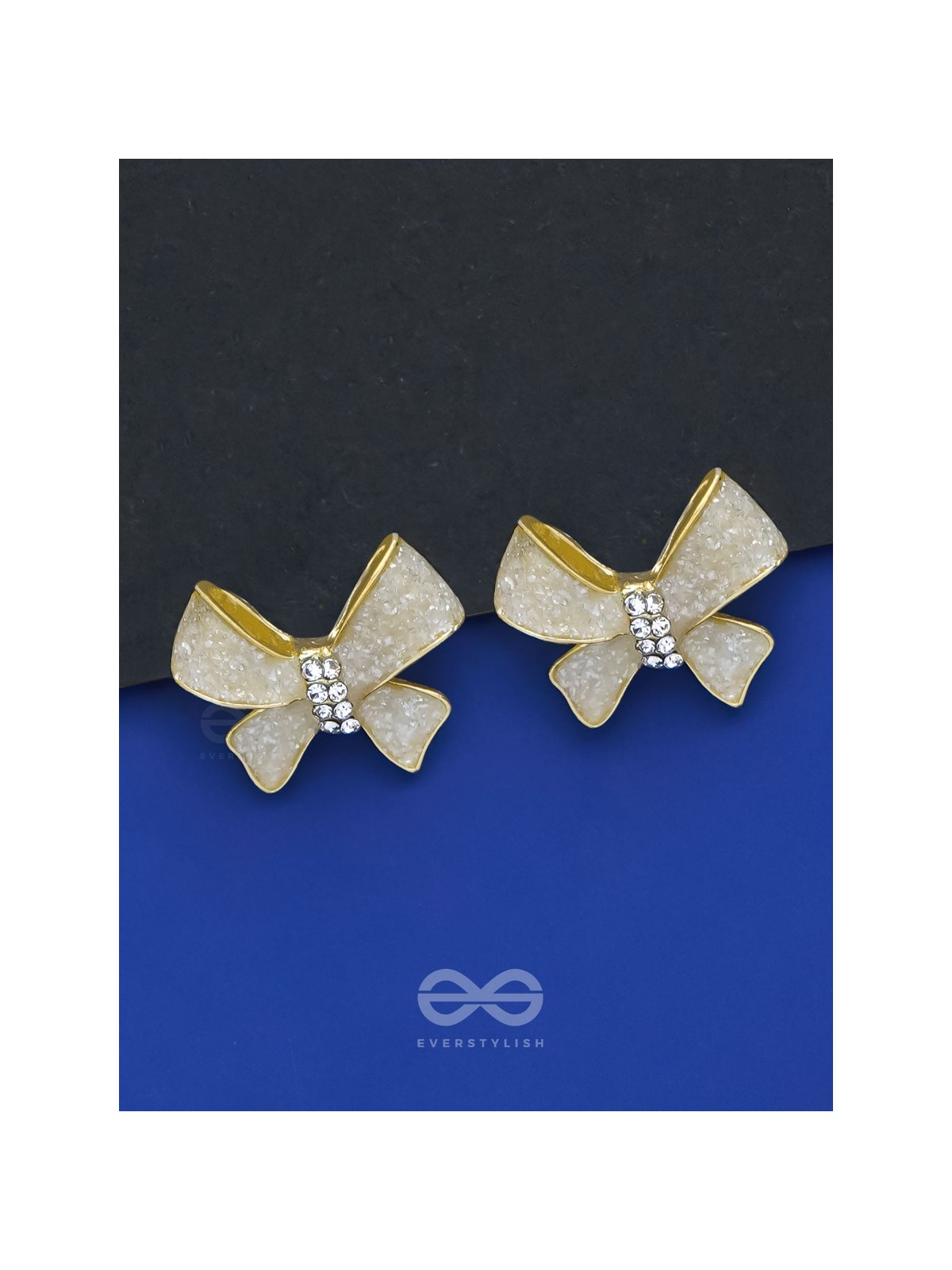 RETRO RIBBON RADIANCE - GOLDEN EMBELLISHED EARRINGS