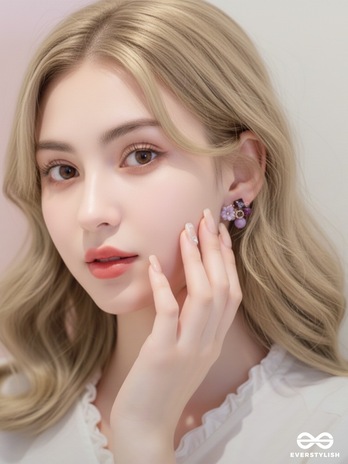 LILAC LOVEBUDS - GOLDEN EMBELLISHED STUD EARRINGS