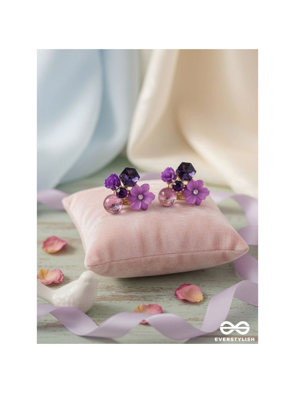LILAC LOVEBUDS - GOLDEN EMBELLISHED STUD EARRINGS