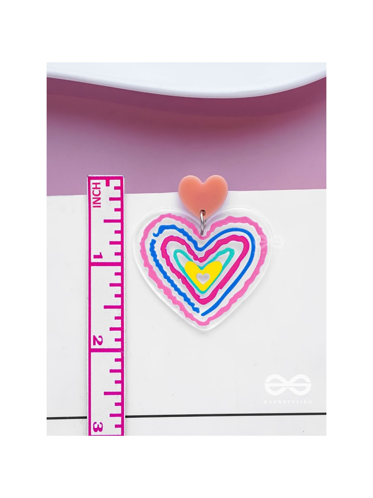 HEARTS RIPPLES - MULTICOLOR ACRYLIC EARRINGS